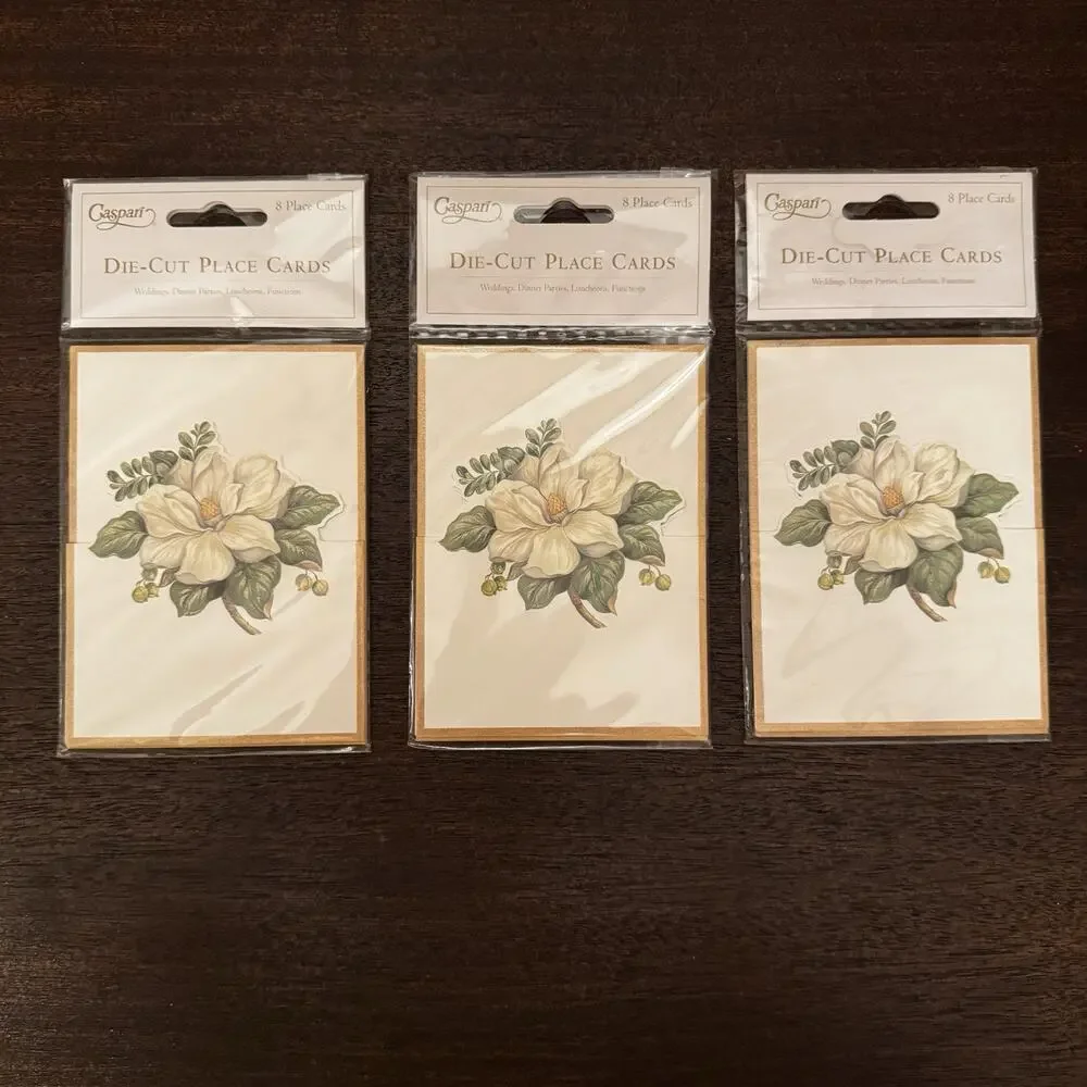 Vintage NEW Caspari Die-Cut Place Cards Magnolia 3 Packs Southern Luncheons